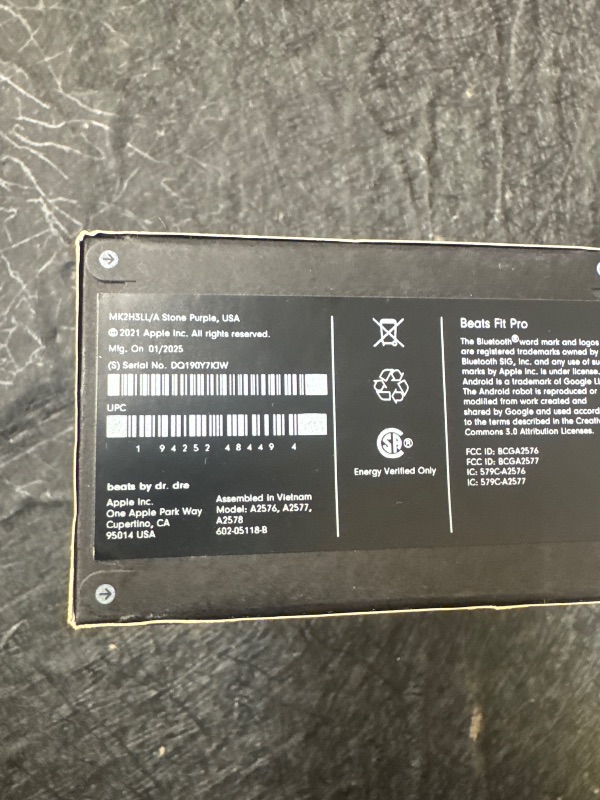 Photo 1 of Beats Fit Pro (1st Gen) - True Wireless Noise Cancelling Earbuds - Active Noise Cancelling - Sweat Resistant Earphones, Compatible with Apple & Android, Class 1 Bluetooth® - Stone Purple