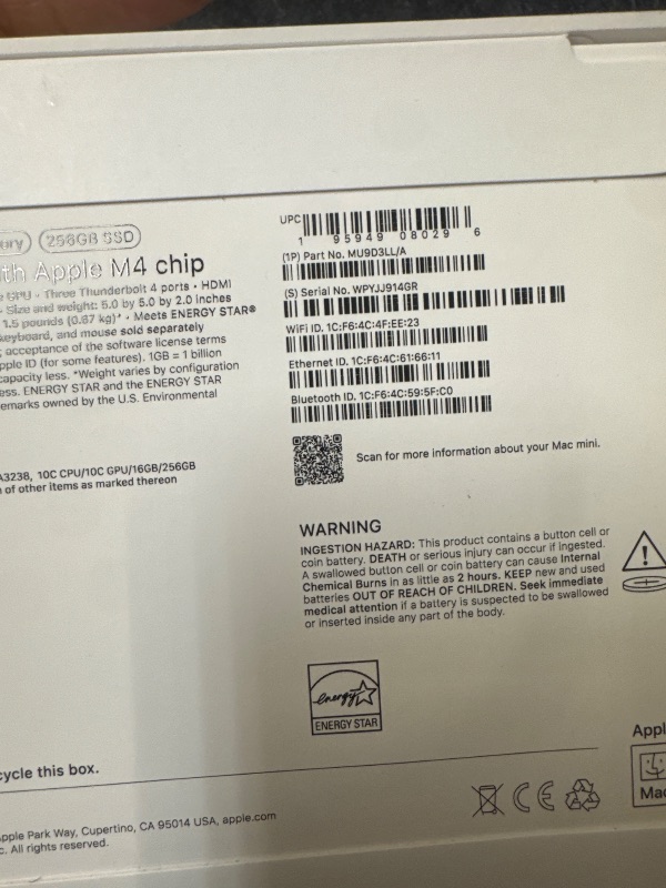 Photo 1 of Apple 2024 Mac mini Desktop Computer with M4 chip with 10?core CPU and 10?core GPU: Built for Apple Intelligence, 16GB Unified Memory, 256GB SSD Storage, Gigabit Ethernet. Works with iPhone/iPad