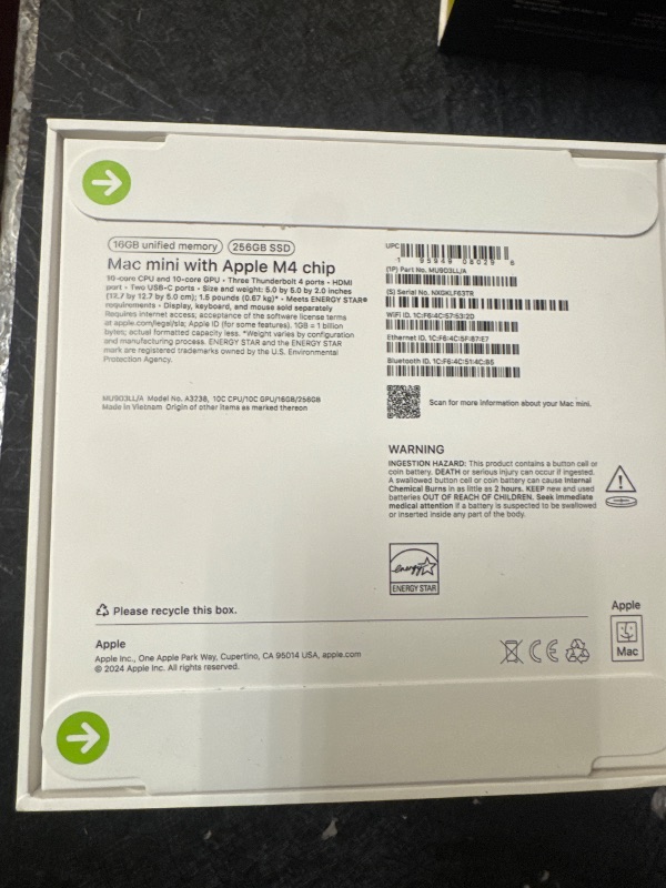 Photo 1 of Apple 2024 Mac mini Desktop Computer with M4 chip with 10?core CPU and 10?core GPU: Built for Apple Intelligence, 16GB Unified Memory, 256GB SSD Storage, Gigabit Ethernet. Works with iPhone/iPad