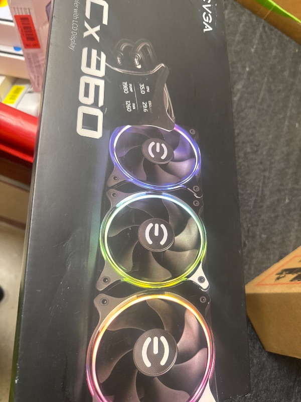 Photo 1 of EVGA CLCx 360mm All-in-One LCD CPU Liquid Cooler, 3X 120mm PWM ARGB Fans, Intel, AMD, 5 YR Warranty, 400-HY-CX36-V1