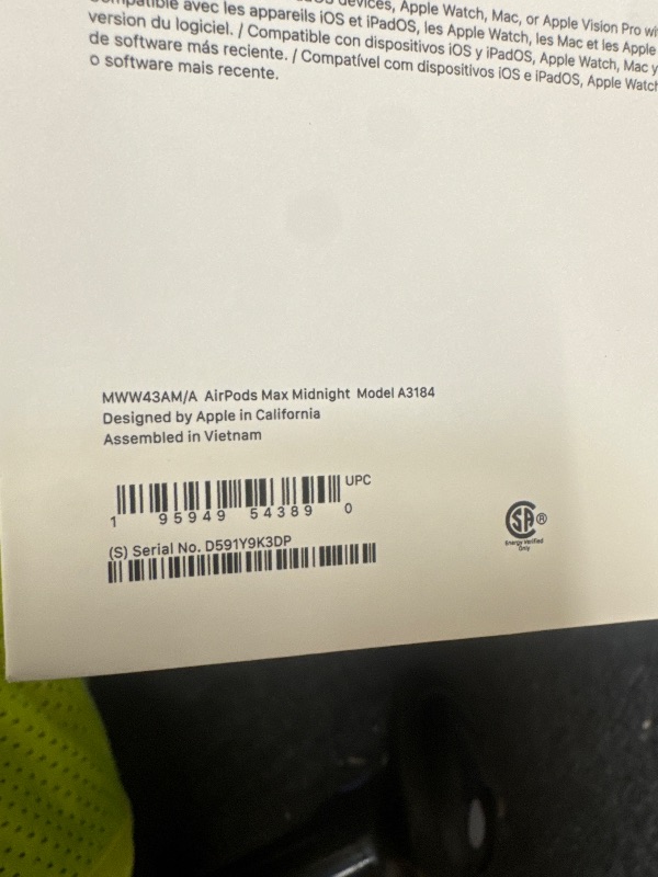 Photo 1 of Apple AirPods Max Wireless Over-Ear Headphones, Pro-Level Active Noise Cancellation, Transparency Mode, Personalized Spatial Audio, USB-C Charging, Bluetooth Headphones for iPhone - Midnight