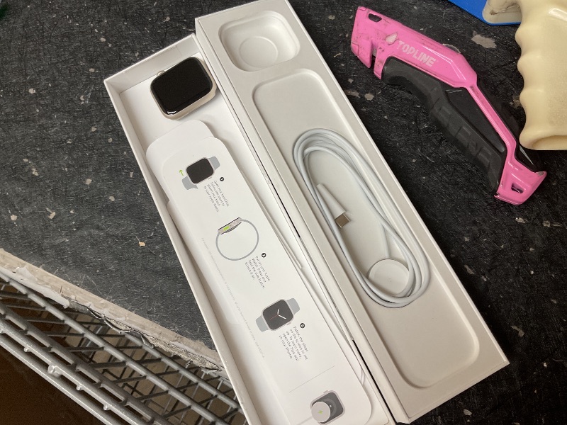 Photo 1 of See pictures and notes ,,,,,,,,,,,,,,,,,,Apple Watch Series 8 [GPS 45mm] Smart Watch w/Starlight Aluminum Case with Starlight Sport Band - M/L. Fitness Tracker, Blood Oxygen & ECG Apps, Always-On Retina Display, Water Resistant