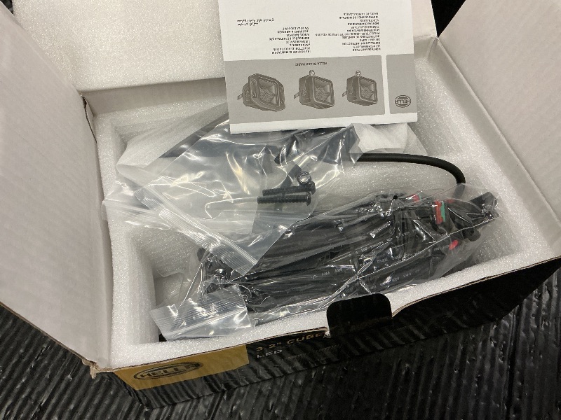 Photo 1 of Hella 1FA 358 176-831 LED Headlight Black Magic Cube Kit 3.2 Inch 12/24 V Mounting Cable 500 mm Connector German Plug Set