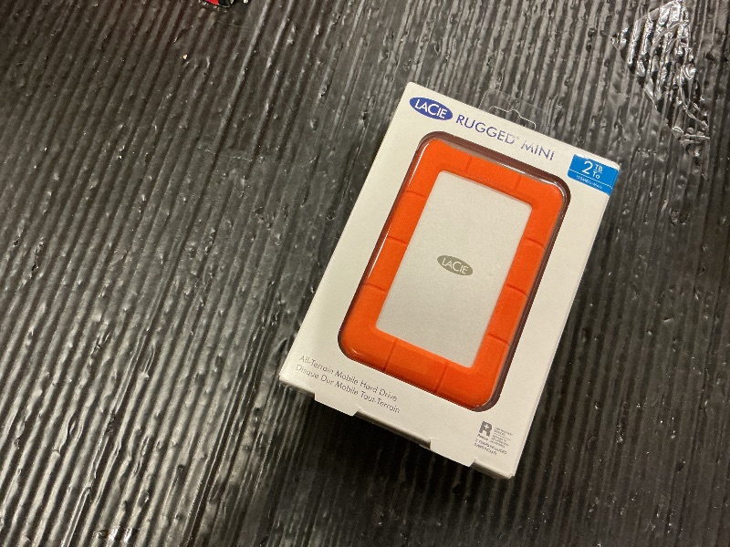Photo 1 of LaCie Rugged Mini, 2TB, 2.5 inches, Portable External Hard Drive, External Storage, for PC and Mac, Shock, Drop and Pressure Resistant, Hard Drive, 2 Year Rescue Services (LAC9000298)
