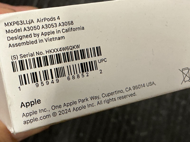 Photo 1 of Apple AirPods 4 Wireless Earbuds, Bluetooth Headphones, Personalized Spatial Audio, Sweat and Water Resistant, USB-C Charging Case, H2 Chip, Up to 30 Hours of Battery Life, Effortless Setup for iPhone