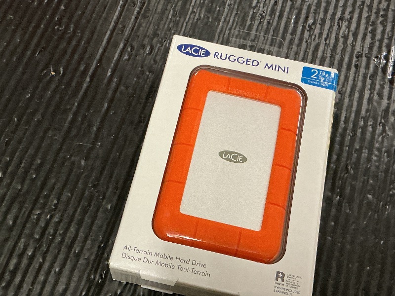 Photo 1 of LaCie Rugged Mini, 2TB, 2.5 inches, Portable External Hard Drive, External Storage, for PC and Mac, Shock, Drop and Pressure Resistant, Hard Drive, 2 Year Rescue Services (LAC9000298)
