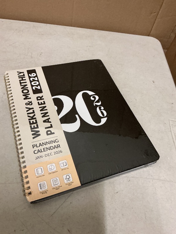 Photo 1 of 2026 Planner, Weekly and Monthly Calender Planner, Jan 2026 to Dec 2026, Hardcover 2026 Calendar Book with Tabs & Inner Pocket, Office Home School Supplies for Women & Men - A4 (8.5" x 11"), Black