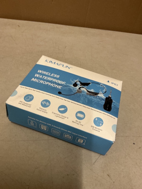 Photo 1 of KIMAFUN IP67 Waterproof Wireless Fitness Microphone, 2.4G Lightweight Ergonomic Design Headset Mic Used in Swimming Pool, Fitness Sports, Yoga, Gym, Class, Speaker, Laptop, Tablet for 2 People, GWP92