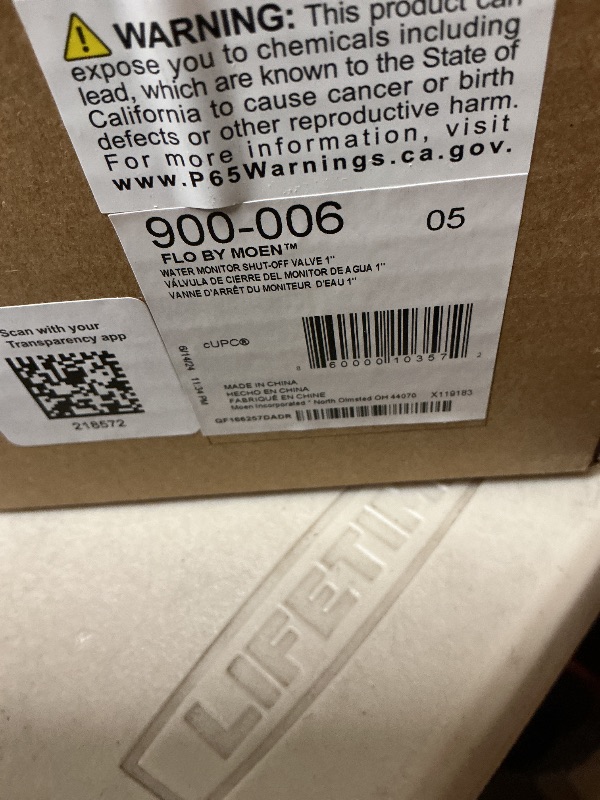 Photo 1 of Moen Flo Smart Water Monitor and Automatic Shutoff Sensor, Wi-Fi Connected Water Leak Detector for 1-Inch Diameter Pipe, 900-006