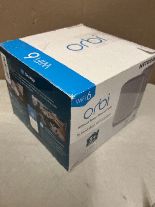 Photo 1 of NETGEAR Orbi Whole Home Tri-Band WiFi 6 Mesh Network System (RBK752P) – Router with 1 Satellite Extender, Security Features, Coverage up to 5,000 sq. ft., 75 Devices, AX5200 802.11ax (Up to 5.2Gbps)