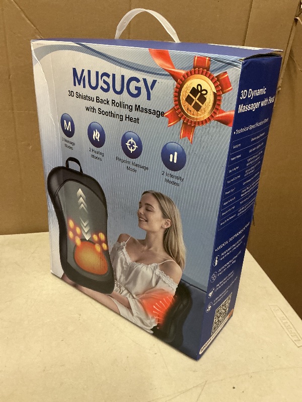Photo 1 of Musugy Shiatsu Back Massager with Heat : Up and Down Rolling Massage - Electric Back Massage for Pain Relief Deep Tissue - Lower-Back Massager for Office, Home