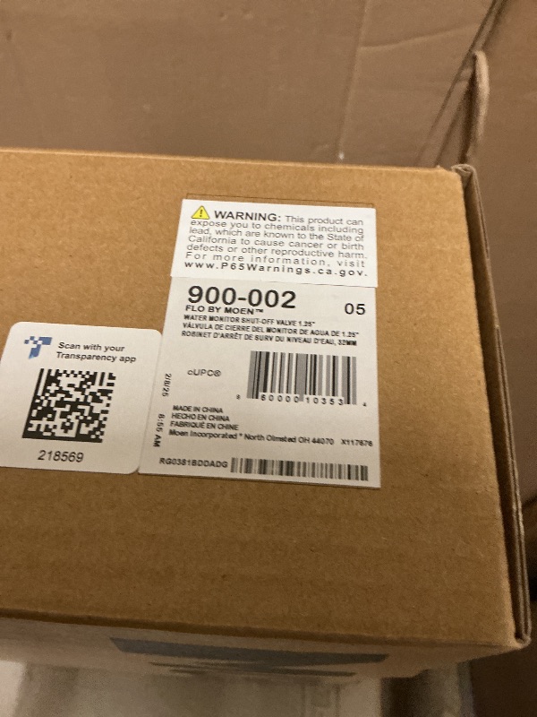 Photo 1 of Moen Flo Smart Water Monitor and Automatic Shutoff Sensor, Wi-Fi Connected Water Leak Detector for 1-1/4-Inch Diameter Pipe, 900-002