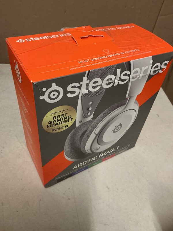 Photo 1 of SteelSeries Arctis Nova 1 Multi-System Gaming Headset — Hi-Fi Drivers — 360° Spatial Audio — Comfort Design — Durable — Ultra Lightweight — Noise-Cancelling Mic — PC, PS5/PS4, Switch, Xbox - White