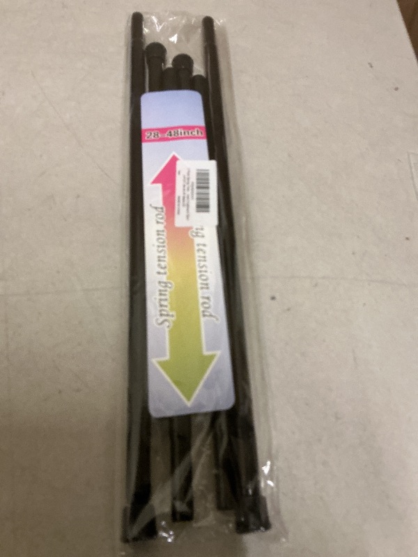 Photo 1 of 2 Pack Spring Tension Rods 28-43 Inches,5/8" Diameter Black Spring Load Adjustable Expandable,Small Short Tension Curtain Rod for Windows,Kitchen,Doorway,Bathroom,Cupboard Bars