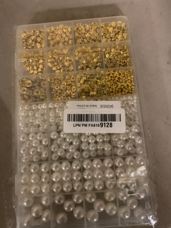 Photo 1 of 1352 Piece Gold Spacer and Pearl Beads for Bracelets, Assorted Gold and Pearl Beads for Jewelry Making