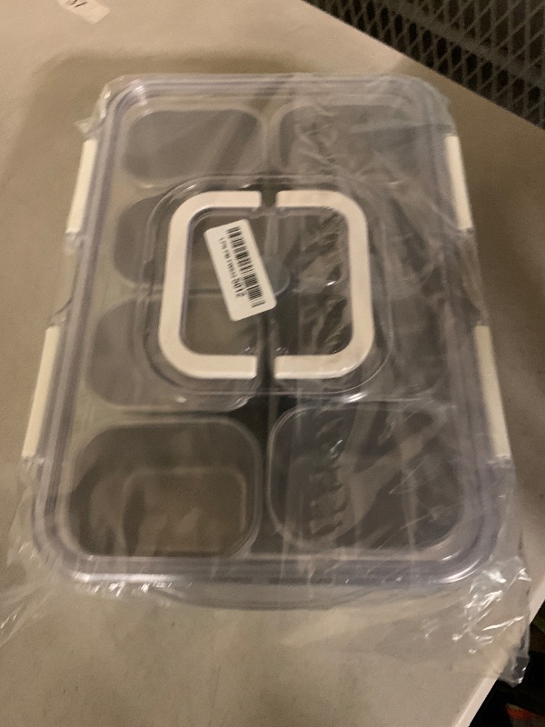 Photo 1 of Osfel Snackle Box Container with 8 Removable Stainless Steel Compartments Divided Snack Tray with Portable Handle for Beach, Road Trip, Picnic, Boat Days, Ball Games, Pool and Parties