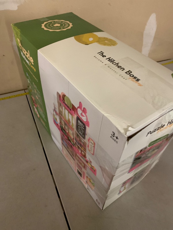 Photo 1 of 33.8IN - 70PCS Kids Kitchen Playset with Sound & Light - Cooking Stove with Steam, Play Sink and Toy Kitchen Accessories - Pretend Kitchen Play Food Toys for Kids Boys Girls - Toddler Play Kitchen Set