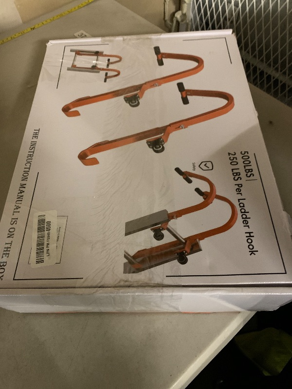 Photo 1 of 2 Pack Heavy Duty Roof Ladder Hook with Wheel,Extension Ladder Stabilizer for Roof with Rubber Grip T-Bar for Damage Prevention, Fast and Easy Setup to Access Steep Roofs