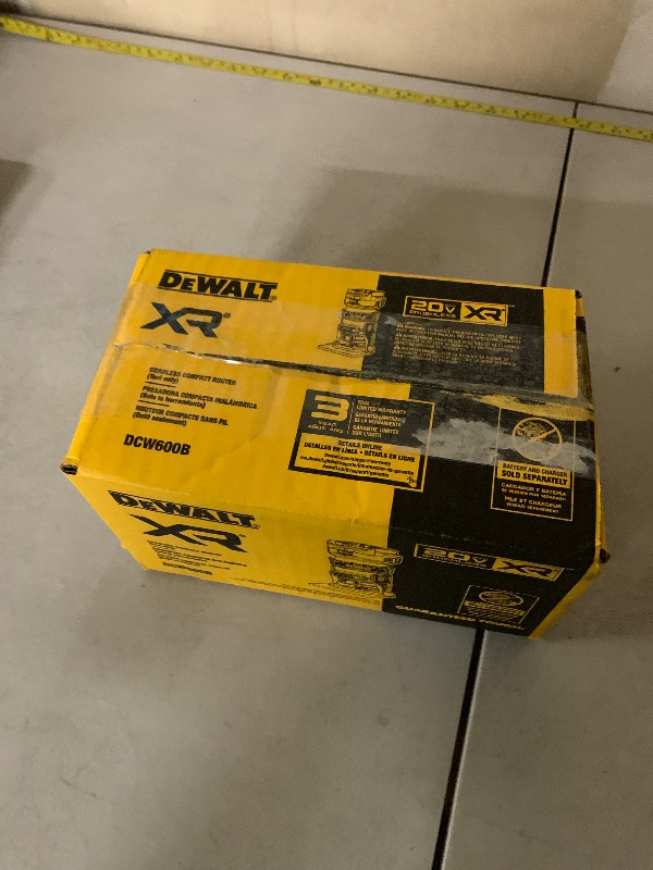 Photo 1 of DEWALT DCW600B 20V MAX XR CMPCT Metal Fixed Base Router