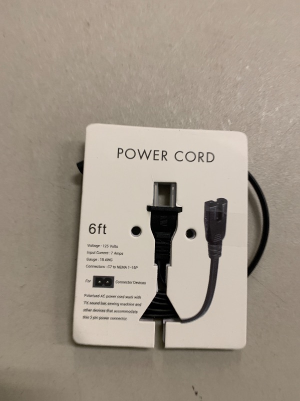 Photo 1 of 2 Prong AC Power Cord Compatible with Vizio D/E/M Series HDTV, Vizio Sound Bar Power Cable Replacement