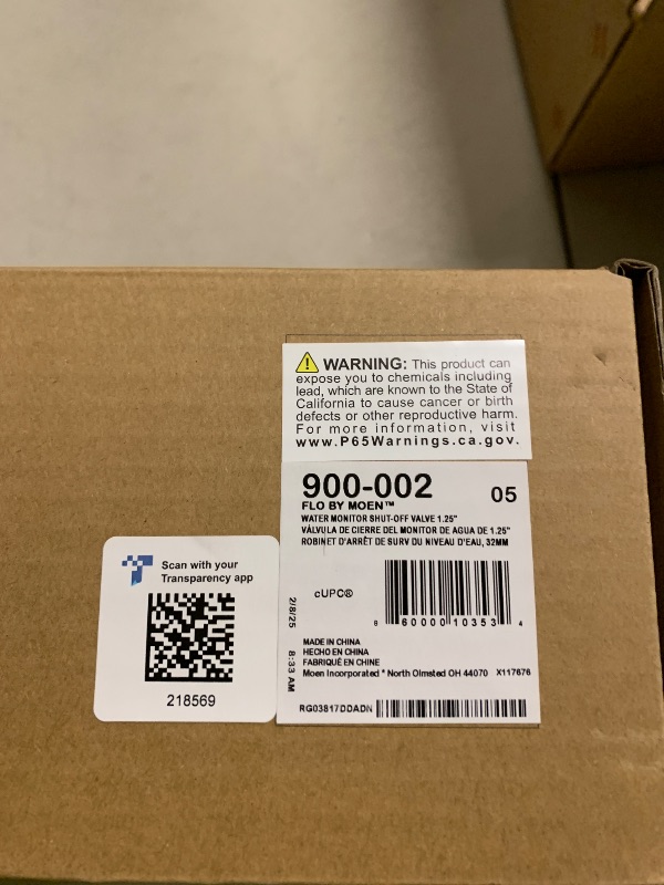 Photo 1 of Moen Flo Smart Water Monitor and Automatic Shutoff Sensor, Wi-Fi Connected Water Leak Detector for 1-1/4-Inch Diameter Pipe, 900-002