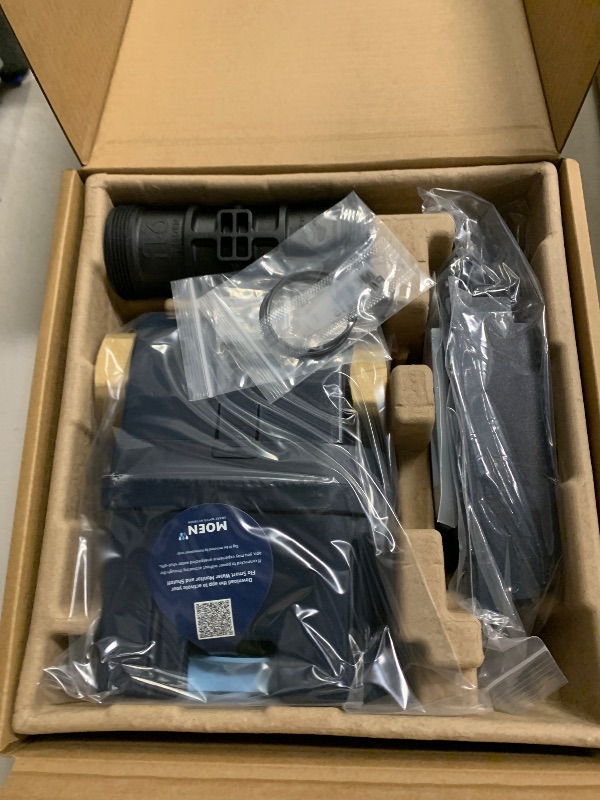 Photo 1 of Moen Flo Smart Water Monitor and Automatic Shutoff Sensor, Wi-Fi Connected Water Leak Detector for 1-1/4-Inch Diameter Pipe, 900-002