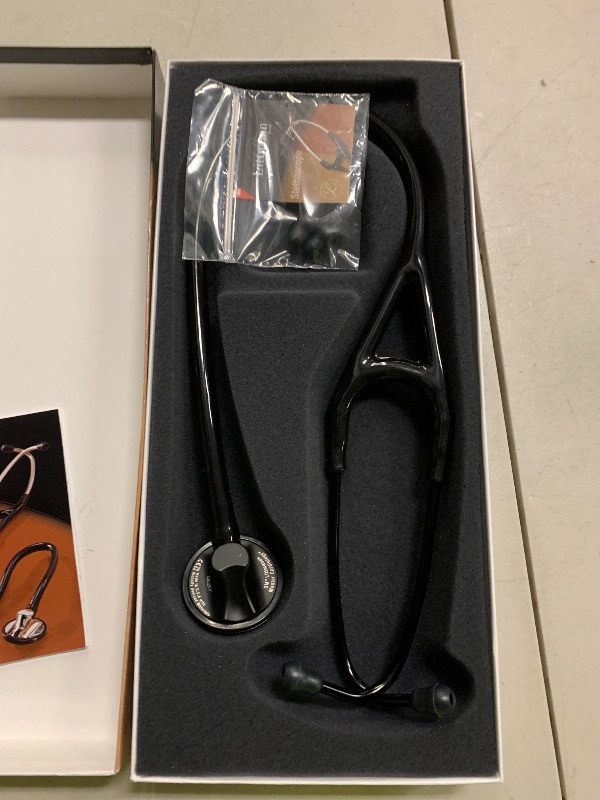Photo 1 of 3M Littmann Master Cardiology Stethoscope, 2161, Stainless Steel Black-Finish Chestpiece, 27" Black Tube, Stem, and Headset