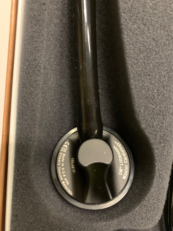 Photo 1 of 3M Littmann Master Cardiology Stethoscope, 2161, Stainless Steel Black-Finish Chestpiece, 27" Black Tube, Stem, and Headset