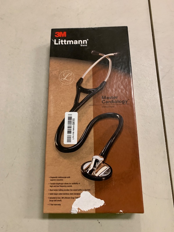 Photo 1 of 3M Littmann Master Cardiology Stethoscope, 2161, Stainless Steel Black-Finish Chestpiece, 27" Black Tube, Stem, and Headset