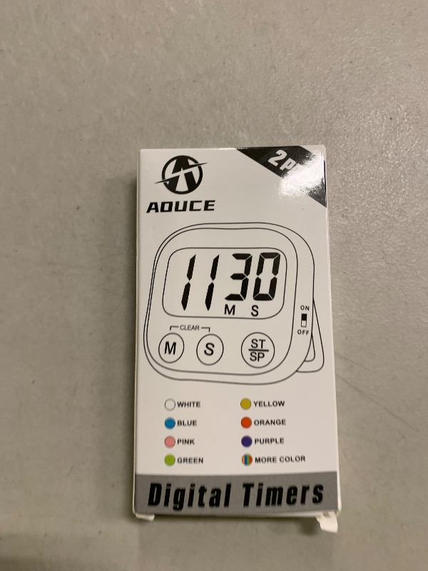 Photo 1 of 2 Pack Digital Kitchen Timer for Cooking Big Digits Loud Alarm Magnetic Backing Stand Cooking Timers for Baking White