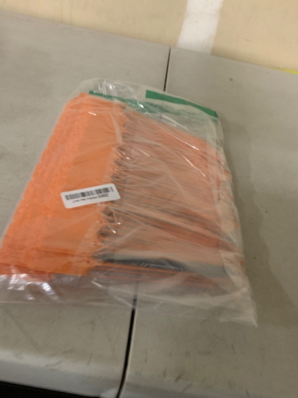 Photo 1 of 100pcs Luggage Tags Plastic Seals Shipping Label Logistics Sign Tie Bag Tag, Sealing Storage Multi Purpose Name ID Tag with Marker for Suitcases, Backpack, Schoolbag, Car Key (Orange)