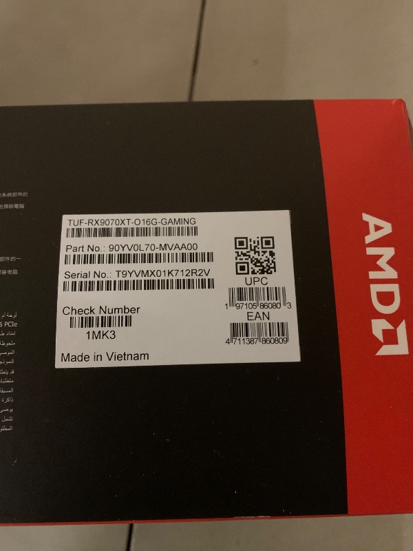Photo 1 of ASUS TUF Radeon RX 9070 XT OC Edition Graphics Card, AMD, Desktop (PCIe® 5.0, 16GB GDDR6, HDMI/DP 2.1, 3.125-Slot, Military-Grade Components, Protective PCB Coating, Axial-tech Fans)
