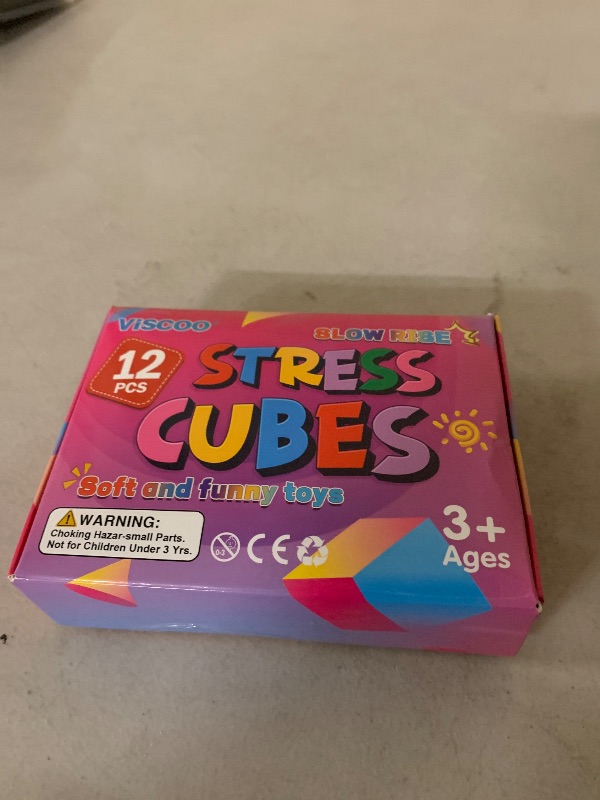 Photo 1 of 12 Pack Slow Rising Stress Cube, Dough Stress Balls Squishy Fidget Toys for Anxiety Relief, Soft Fidget Cube, Pull Stretch Squishy Toys for Classroom Prize, Party Favors for Kids Adults