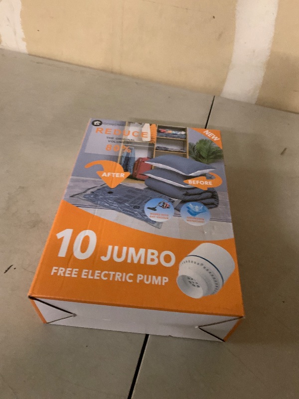 Photo 1 of 10 Jumbo Vacuum Storage Bags with Electric Pump, Space Saver Bag for Clothes, Mattress, Blanket, Duvets, Pillows, Comforters, Travel