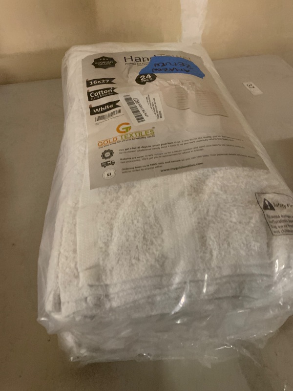 Photo 1 of 24 Pcs (2 Dozen) White 16x27 Inch Cotton Blend Economy Hand Towels Salon/Gym/Hotel Super use Absorbent Best for Kitchen,Janitorial,Home use Towels