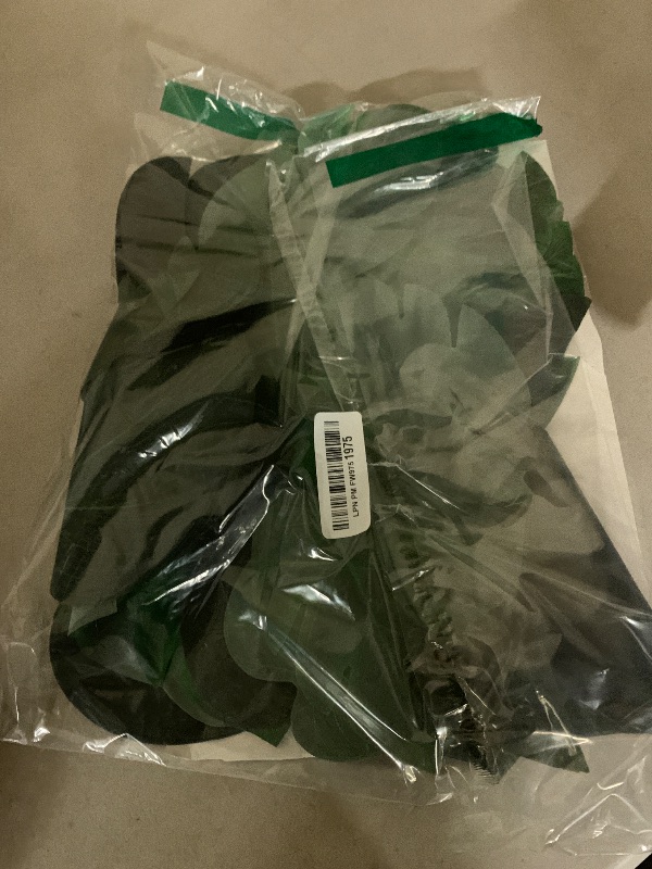 Photo 1 of 100Pcs Palm Leaves Artificial Tropical Monstera Plant Fake Leaves Safari Birthday Decorations,Jungle Theme Party Supplies,Faux Green Leaf for Hawaiian Luau Tiki Aloha Beach BBQ Table Decoration 3 Size