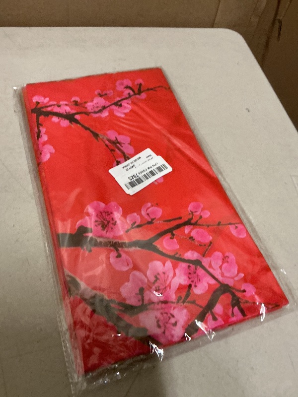 Photo 1 of 3Pcs Cherry Blossom Tablecloth Hibachi Party Decorations Chinese Japanese Cherry Flowers Plastic Table Cover Floral Disposable Table Cloth for Hibachi New Year Spring Festival Wedding 108x54 Inch