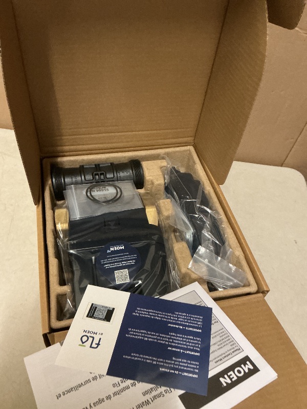 Photo 1 of Moen Flo Smart Water Monitor and Automatic Shutoff Sensor, Wi-Fi Connected Water Leak Detector for 1-1/4-Inch Diameter Pipe, 900-002