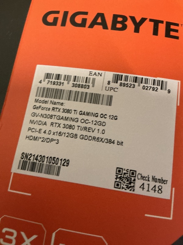 Photo 1 of GIGABYTE GeForce RTX 3080 Ti Gaming OC 12G Graphics Card, 3X WINDFORCE Fans, 12GB 384-Bit GDDR6X, GV-N308TGAMING OC-12GD Video Card