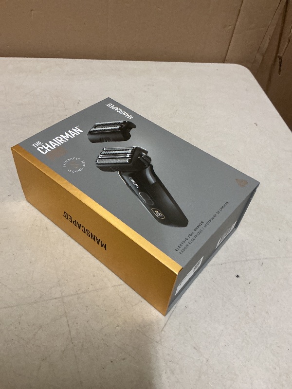 Photo 1 of MANSCAPED® The Chairman™ PRO Men’s Electric Foil Face Shaver - Two Interchangeable Blade Heads, SkinSafe® Four-Blade Foil & Stubble Trimmer, USB-C Wireless Compatible Charging, Gentle on Neck