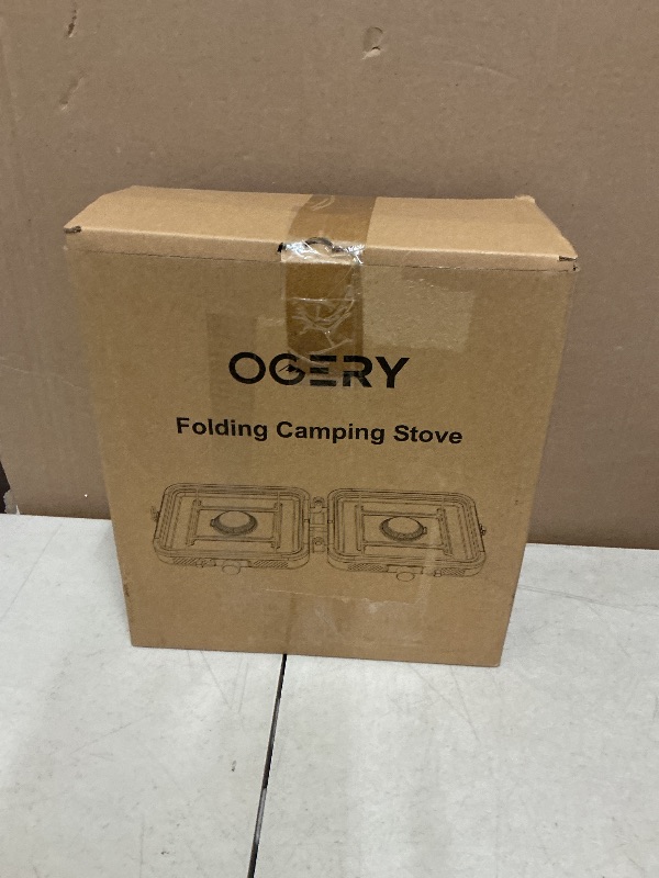 Photo 1 of OGERY 2-Burner Foldable Camping Stove with Griddle (Textured & Smooth) and Carrying Bag, Portable Propane Camp Stove with 2 Adjustable Burners & Piezo Ignition, for Camping Tailgating Essentials Gear