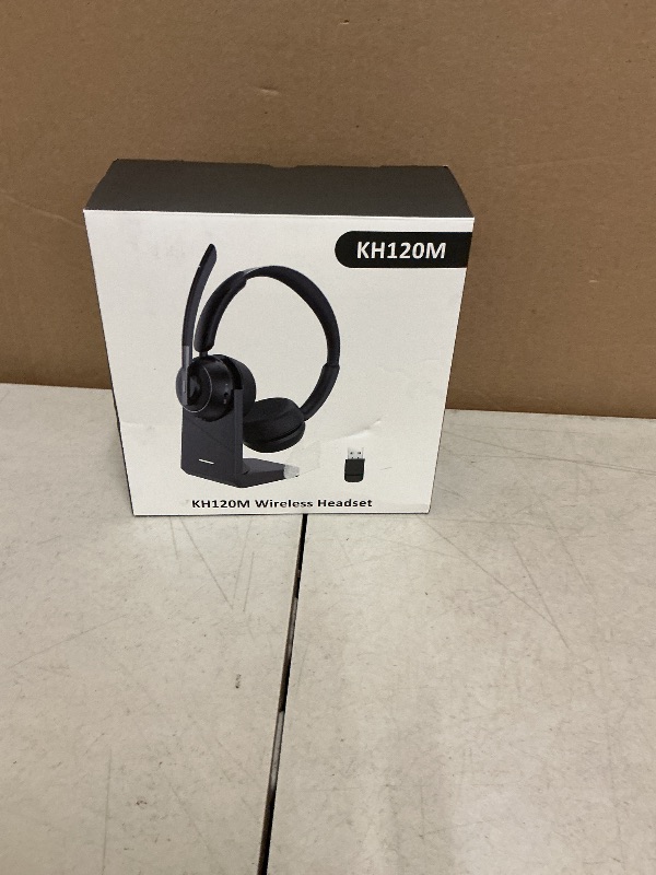 Photo 1 of (2025 Upgraded) Wireless Headset with Mic for Work, Bluetooth Headset with Noise Canceling Microphone with Dongle, Charging Base & Mic Mute, Wireless Headphones for Work from Home/PC/Computer