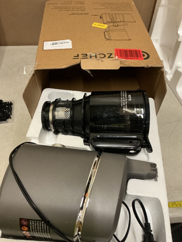 Photo 1 of AMZCHEF Juicer Machines, 5.8" Extra Self-Feeding Cold Press Juicer for Whole Vegetable & Fruit, Juice Extractor Machine with Large Auger & Triple Strainers, Easy to Clean, High Juice Yield, Grey