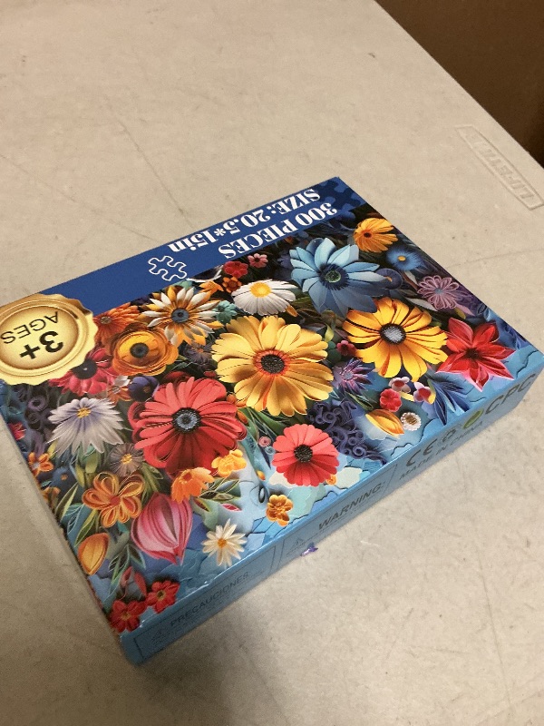 Photo 1 of 300 Pieces Puzzle for Adults | Colorful Flower Large Piece Puzzle | Recycled Cardboard Puzzles 300 Pieces | Challenging Game Home Decor Birthday Party Gift Toy for Adults Kids Seniors 20.5 * 15 inch