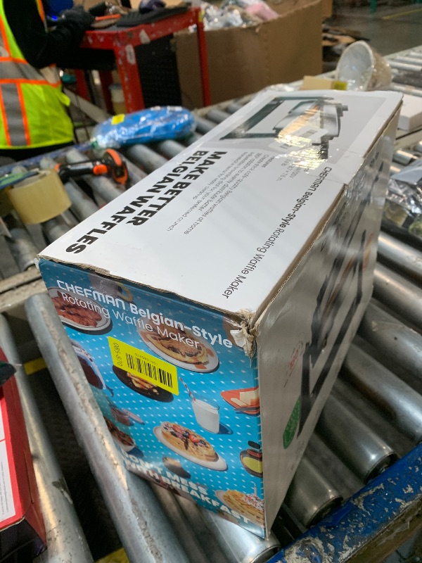 Photo 1 of **UNTESTED**
Chefman Rotating Belgian Waffle Maker, 180° Flip Iron w/ Non-Stick Plates, Adjustable Timer, Locking Lid, & Drip Plate, Space Saving Storage, Mess-Free Breakfast, Stainless Steel/Black