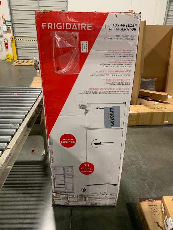 Photo 1 of ***VISIBLE DAMAGE*** Frigidaire Retro Apartment Size Refrigerator with Top Freezer - 2 Door Fridge with 7.5 Cu Ft of Storage Capacity, Adjustable Spill-Proof Shelves, Door & Crisper Bins, Azure
