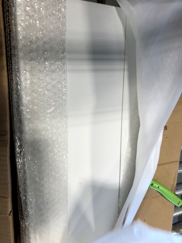 Photo 1 of *MISSING PARTS**
ROYMELO 32x80 Inch Glass Sliding Barn Door Slab and 5.5ft Hardware Kit Included, 5 Frosted Glass, LVL Wood Panel Covered with White Water-Proof Scratch-Proof PVC Surface, Simple DIY Assembly