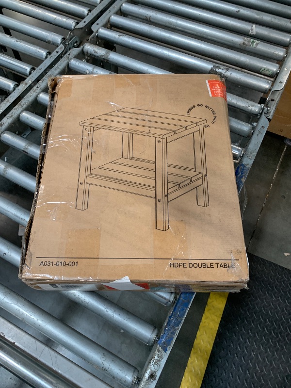 Photo 1 of **BLUE COLOR*******Adirondack-Outdoor-Side-Table | 14 x 13 Inches | HDPE Plastic | All Weather | Black | Outside End Tables | Storage Shelf | for Patio Porch Backyard Indoor