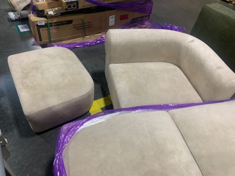 Photo 1 of ***VERY LARGE ITEM*** ***PICK UP WITH TRUCK*** ***ITEM IS DIRTY*** Brown Tight Curved Back Velvet Sofa, 4 Seater Modular Sectional, Luxury Modern Minimalist Style Comfy Couch for Household?Business?Parlour?Lobby, Reception Room(White)
