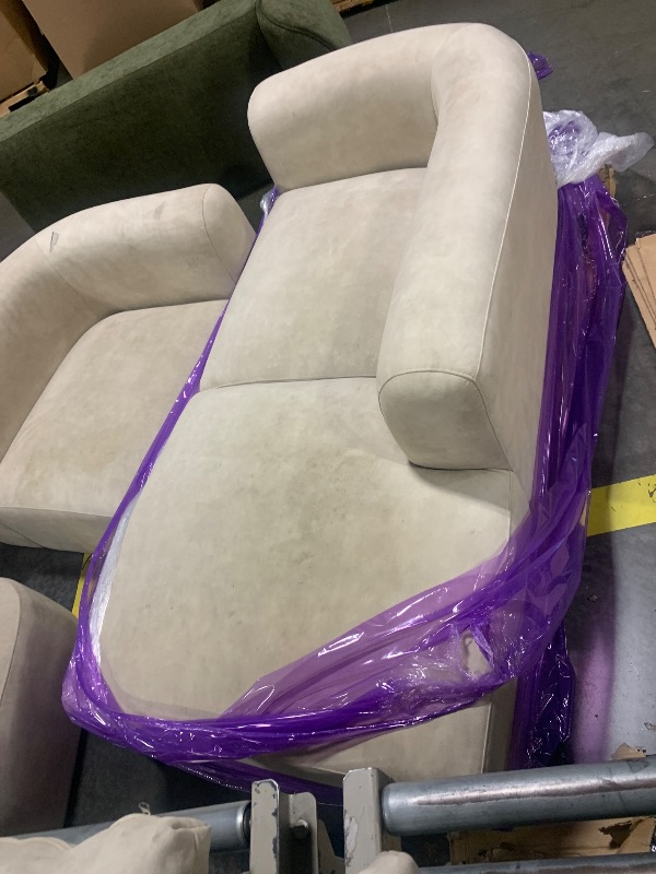 Photo 1 of ***VERY LARGE ITEM*** ***PICK UP WITH TRUCK*** ***ITEM IS DIRTY*** Brown Tight Curved Back Velvet Sofa, 4 Seater Modular Sectional, Luxury Modern Minimalist Style Comfy Couch for Household?Business?Parlour?Lobby, Reception Room(White)